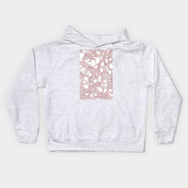 Pastel Pink White Black Bubble Paint Spilled Ink Mess Effect Kids Hoodie by fivemmPaper